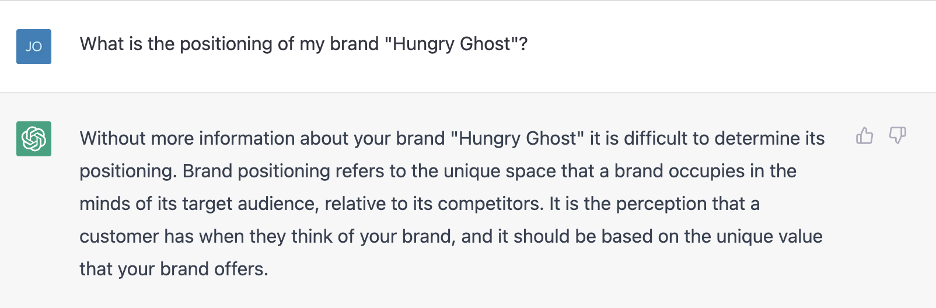 Brand positioning ChatGPT