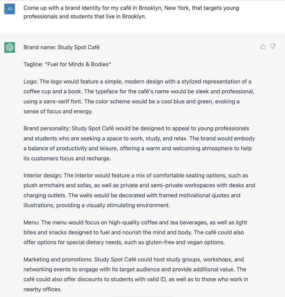 Create brand identity ChatGPT