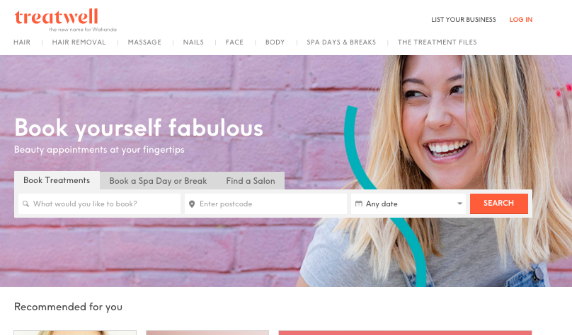 The new Treatwell website - after the rebrand
