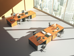 Empty office with light and shadows