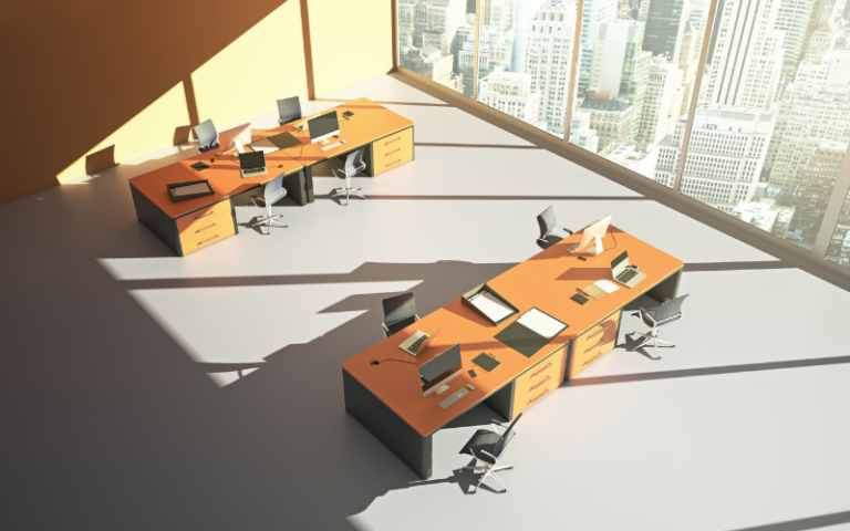 Empty office with light and shadows